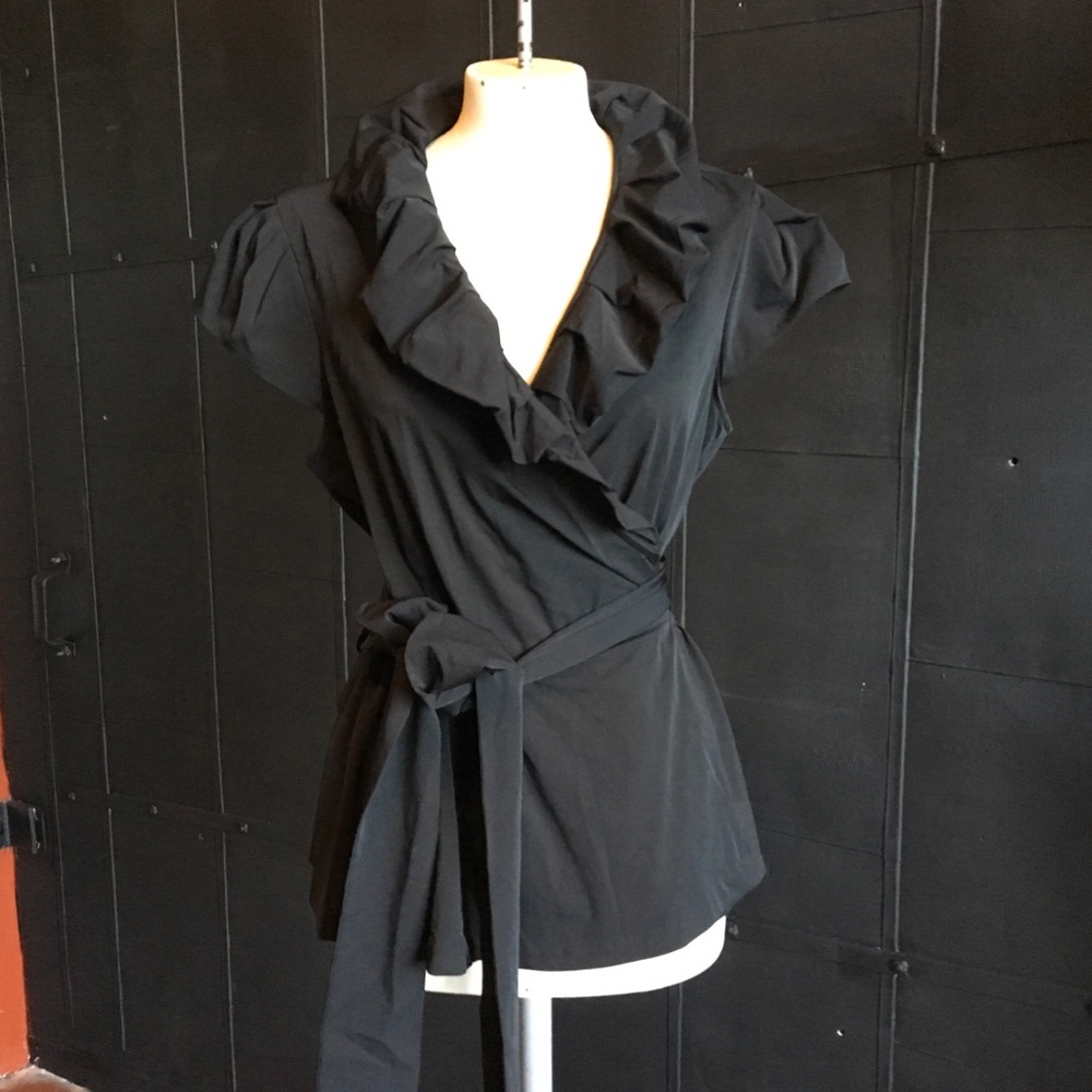 DVF Wrap Top Ruffled Black Size 12